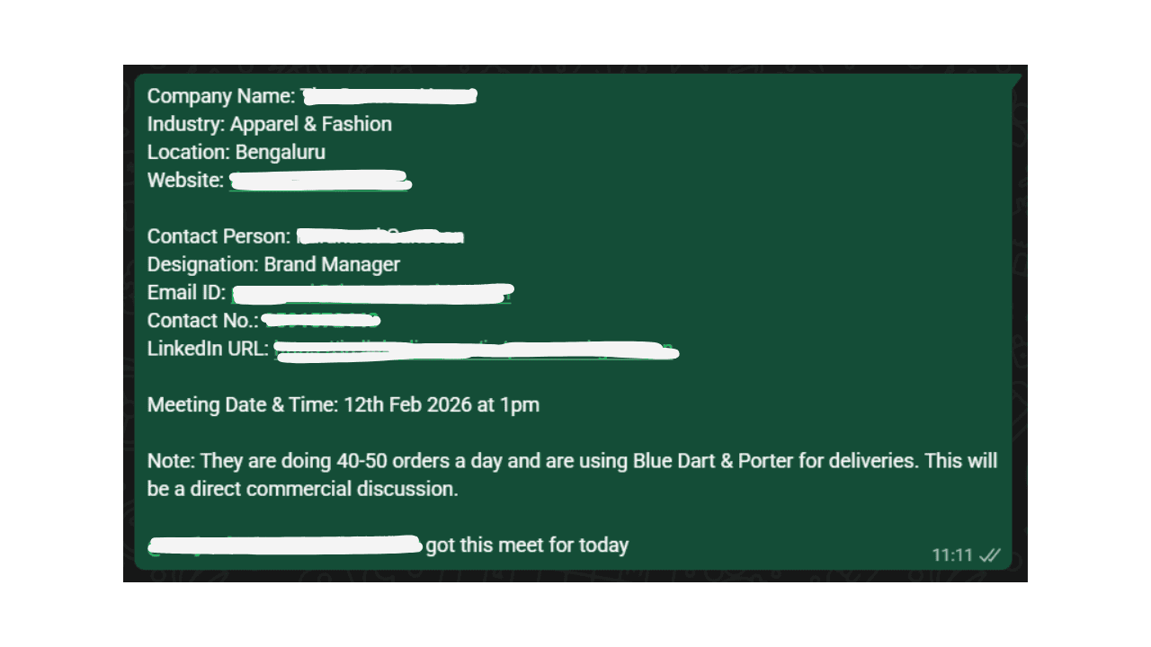 Sales meeting updates on whatsapp
