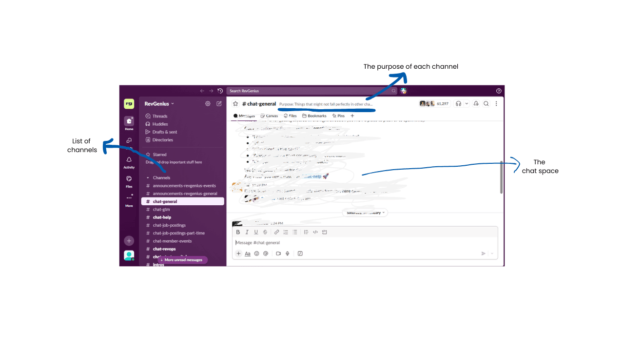 Slack user interface