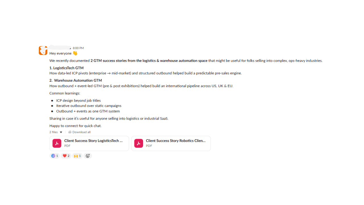 Slack user interface